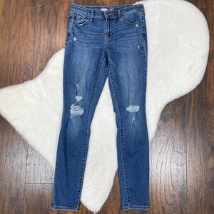 Old Navy Jeans 6 Long Pop Icon Skinny Mid-Rise Medium Wash Ripped Stretch Womens